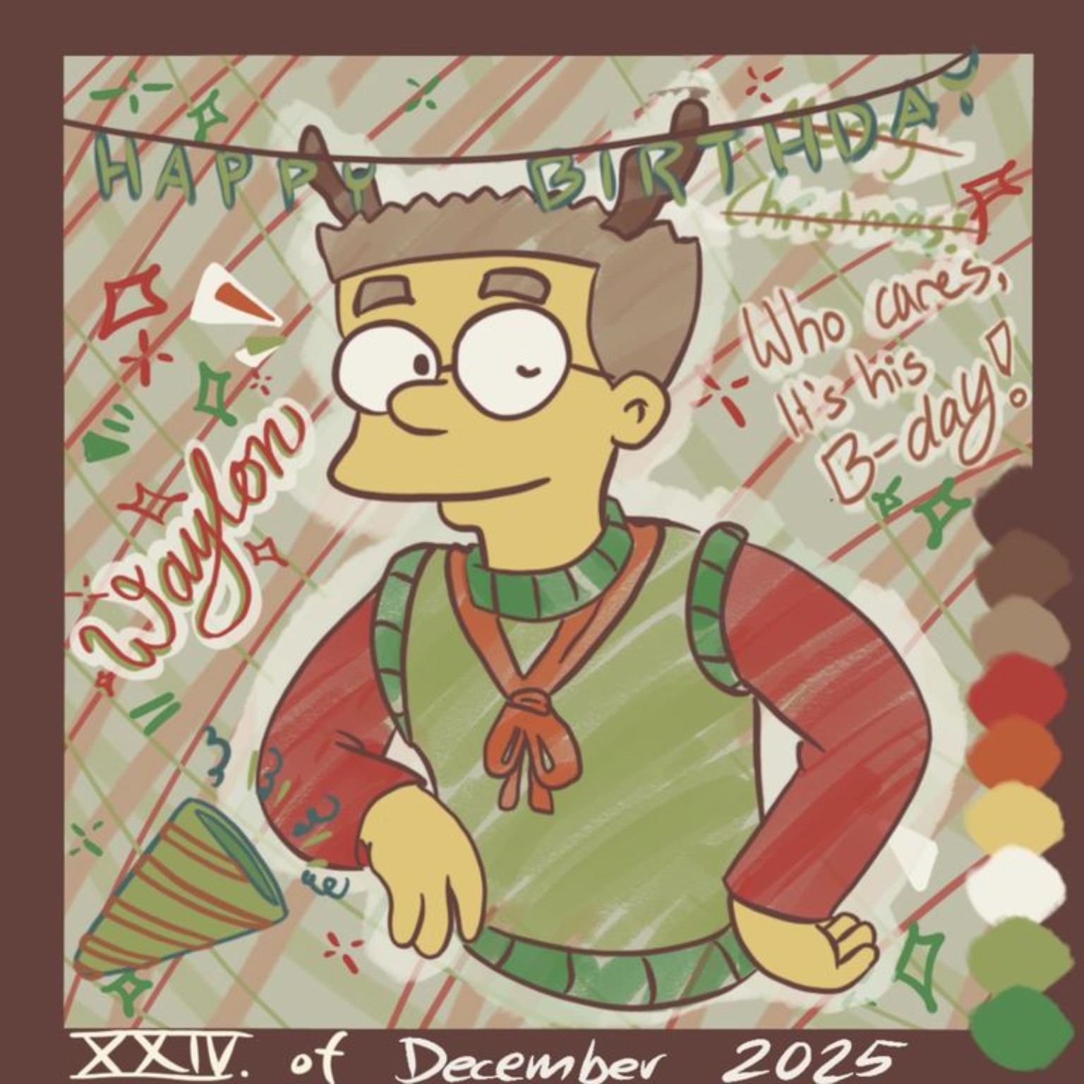 穿着节日毛衣的秘书 Smithers